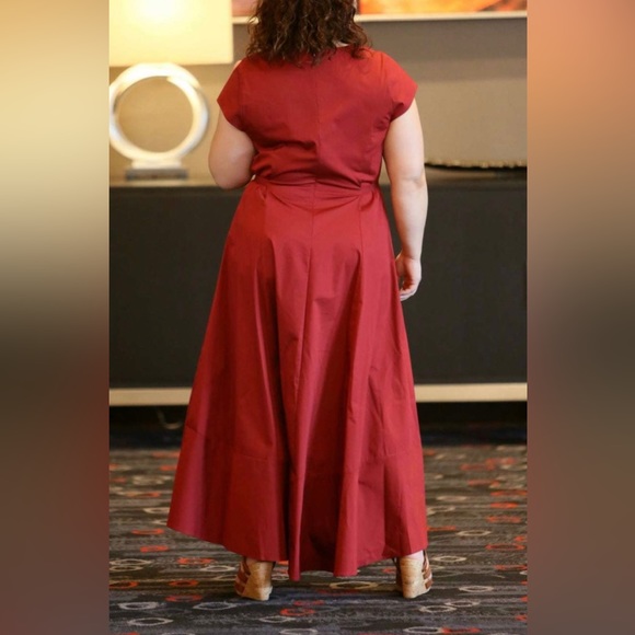 Universal Standard for J. Crew Poplin high low maxi dress in black.  XS = 12 - Picture 2 of 4